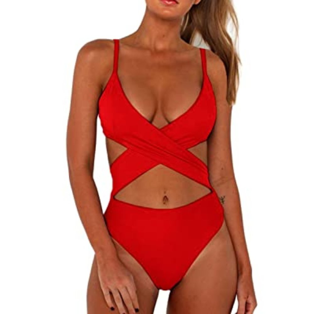 CHYRII Sexy Criss Cross High Waisted Swimsuit New